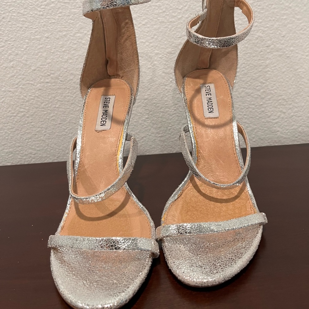 Silver Shimmer Strap Heels